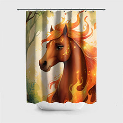 Шторка для душа Милая огненная лошадь, цвет: 3D-принт