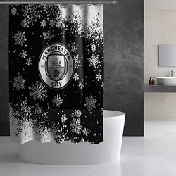 Шторка для душа Манчестер сити снежинки новый год, цвет: 3D-принт — фото 2