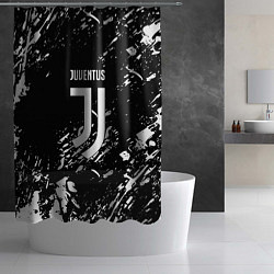 Шторка для душа Juventus белые штрихи красок, цвет: 3D-принт — фото 2