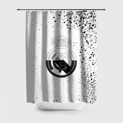 Шторка для ванной Реал Мадрид черно белые краски