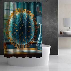 Шторка для душа Вирус в лаборатории, цвет: 3D-принт — фото 2
