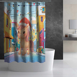 Шторка для душа Лошадка с новогоднем венком, цвет: 3D-принт — фото 2