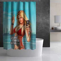 Шторка для душа GTA 5: Selfie Girl, цвет: 3D-принт — фото 2
