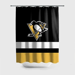 Шторка для душа Pittsburgh Penguins: Black, цвет: 3D-принт