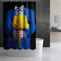 Шторка для душа Цветы в руках, цвет: 3D-принт — фото 2