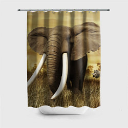Шторка для душа Могучий слон, цвет: 3D-принт