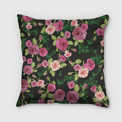 Подушка квадратная Кусты из роз, цвет: 3D-принт