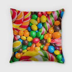 Подушка квадратная Сладкие конфетки, цвет: 3D-принт