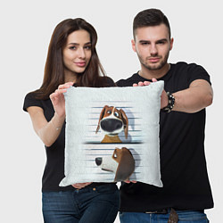 Подушка квадратная Разыскивается пёс, цвет: 3D-принт — фото 2