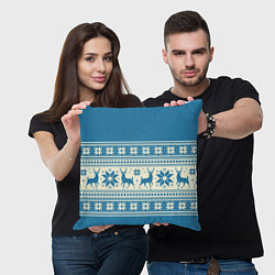 Подушка квадратная Новогодний свитер, цвет: 3D-принт — фото 2