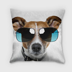 Подушка квадратная Джек Рассел в очках, цвет: 3D-принт