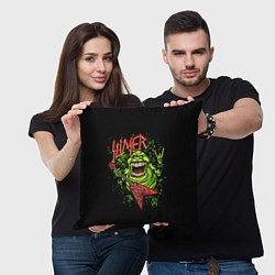 Подушка квадратная Slayer Slimer, цвет: 3D-принт — фото 2