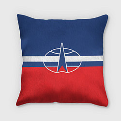 Подушка квадратная Флаг космический войск РФ, цвет: 3D-принт