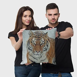 Подушка квадратная Тигр в снегу, цвет: 3D-принт — фото 2