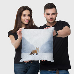 Подушка квадратная Лиса на снегу, цвет: 3D-принт — фото 2