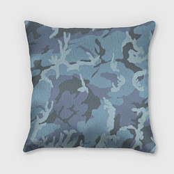 Подушка квадратная Камуфляж: голубой/синий, цвет: 3D-принт