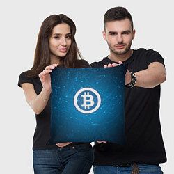 Подушка квадратная Bitcoin Blue, цвет: 3D-принт — фото 2