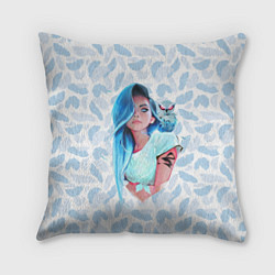 Подушка квадратная Девушка с совой, цвет: 3D-принт
