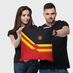 Подушка квадратная Man United FC: Red style, цвет: 3D-принт — фото 2