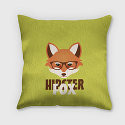 Подушка квадратная Hipster Fox, цвет: 3D-принт