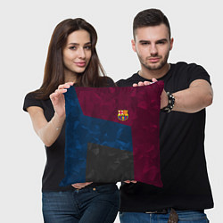 Подушка квадратная FC Barcelona: Dark polygons, цвет: 3D-принт — фото 2