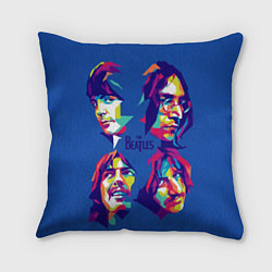 Подушка квадратная The Beatles: Faces, цвет: 3D-принт