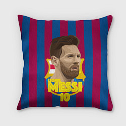 Подушка квадратная FCB Lionel Messi, цвет: 3D-принт