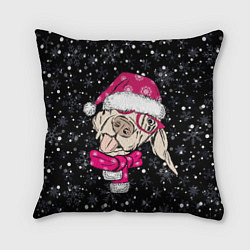 Подушка квадратная Собака Санта, цвет: 3D-принт