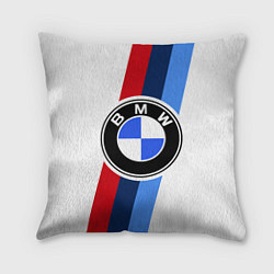 Подушка квадратная BMW M: White Sport, цвет: 3D-принт