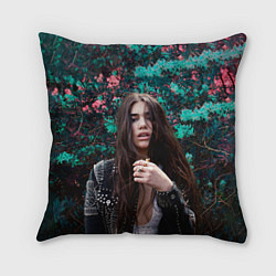 Подушка квадратная Dua Lipa: Floral, цвет: 3D-принт