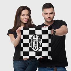 Подушка квадратная FC Juventus: W&B Grid, цвет: 3D-принт — фото 2