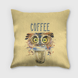 Подушка квадратная Owls like coffee, цвет: 3D-принт