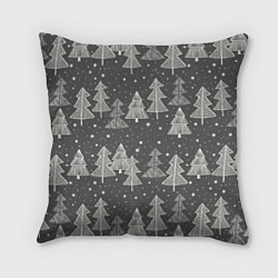 Подушка квадратная Grey Christmas Trees, цвет: 3D-принт