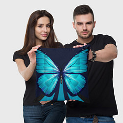 Подушка квадратная Голубая бабочка, цвет: 3D-принт — фото 2