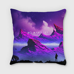 Подушка квадратная No Man's Sky: Neon Mountains, цвет: 3D-принт