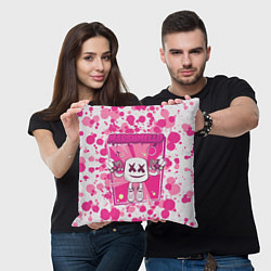 Подушка квадратная Marshmello: Pink Fashion, цвет: 3D-принт — фото 2