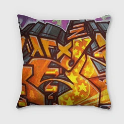 Подушка квадратная Orange Graffiti, цвет: 3D-принт