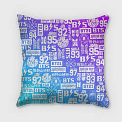 Подушка квадратная BTS Logos, цвет: 3D-принт