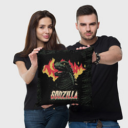 Подушка квадратная Flame Godzilla, цвет: 3D-принт — фото 2