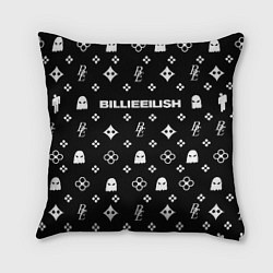 Подушка квадратная Billie Eilish: Black Pattern, цвет: 3D-принт