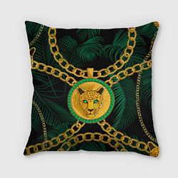 Подушка квадратная Золотой леопард и цепь, цвет: 3D-принт