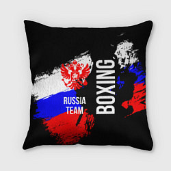 Подушка квадратная Boxing Russia Team и герб РФ, цвет: 3D-принт