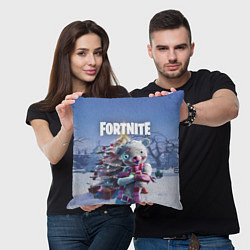 Подушка квадратная Fortnite Новогодний, цвет: 3D-принт — фото 2