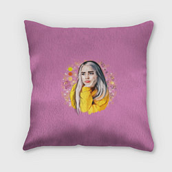 Подушка квадратная Billie Eilish Pink Art, цвет: 3D-принт