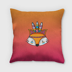 Подушка квадратная Лиса Индеец, цвет: 3D-принт