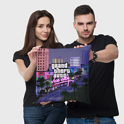 Подушка квадратная Grand Theft Auto Vice City, цвет: 3D-принт — фото 2