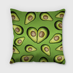 Подушка квадратная Люблю авокадо, цвет: 3D-принт