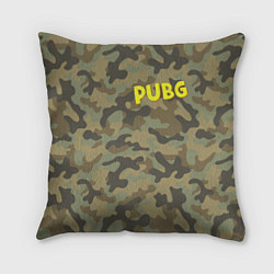 Подушка квадратная PUBG лесной камуфляж, цвет: 3D-принт