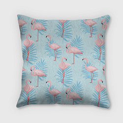 Подушка квадратная Арт с розовым фламинго, цвет: 3D-принт