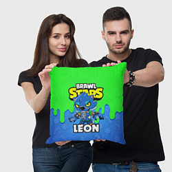 Подушка квадратная BRAWL STARS LEON, цвет: 3D-принт — фото 2